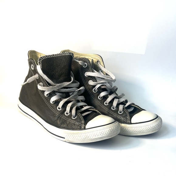 Converse Other - Converse All Star Men’s High-Top Leather Dark Gray Sneakers - 8.5
